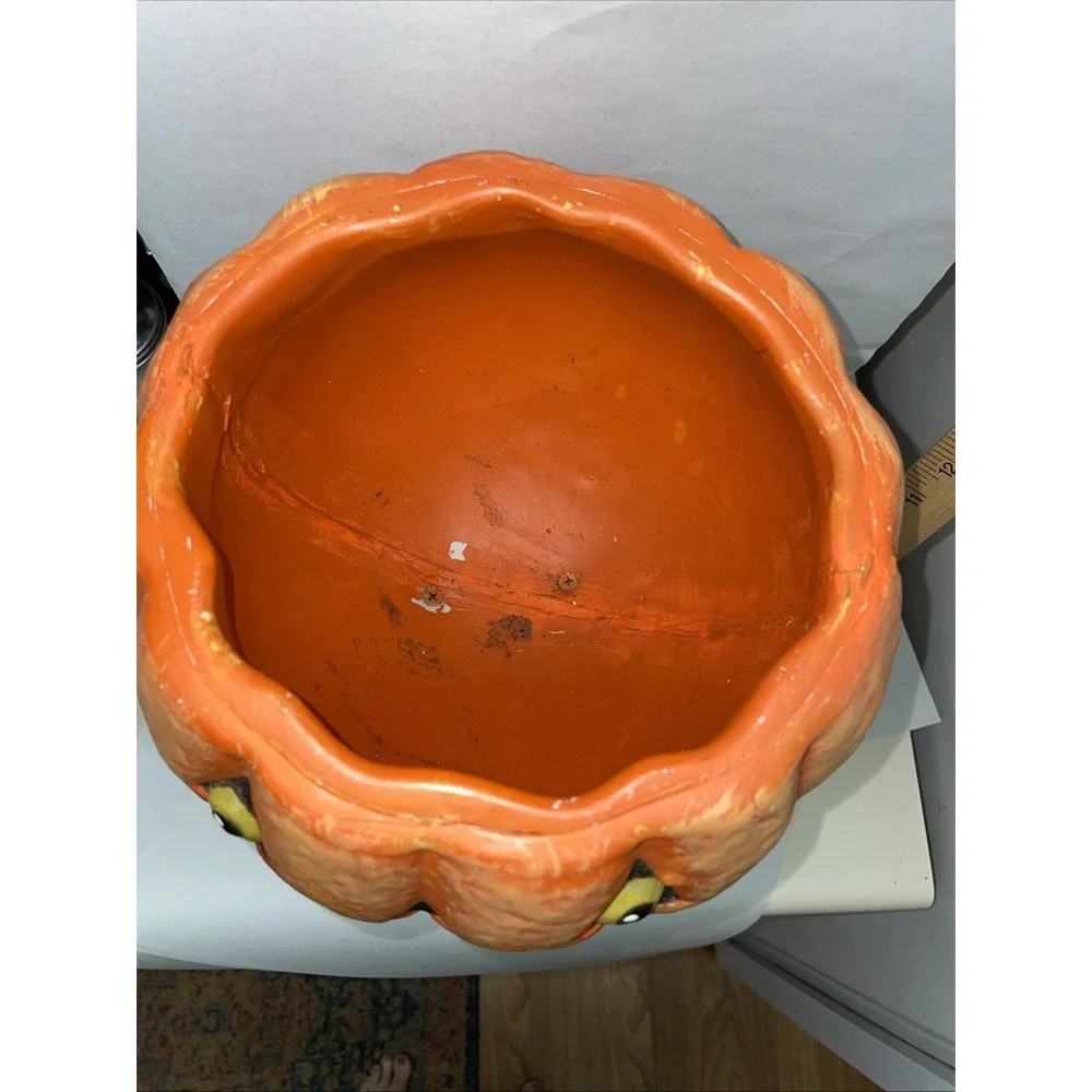 Primitive Halloween PUMPKIN Head CANDY CORN Dish Figurine 17